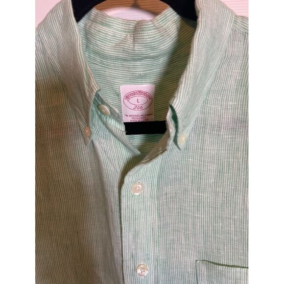 Brooks Brothers Mens Short Sleeve 100% Linen Shirt Sz Lg Casual*Comfort*Workwear - Picture 4 of 8